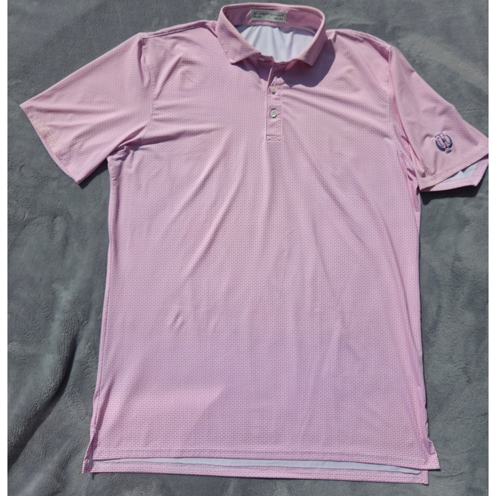 Holderness & Bourne Mens Golf Polo Shirt Large Town & Country Club Pink Pattern